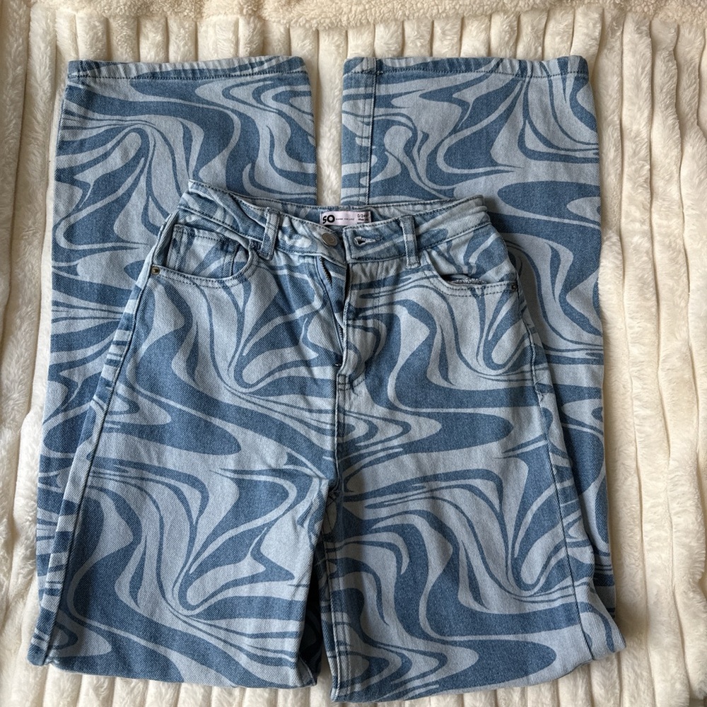 Light Blue and White Pattered Jeans